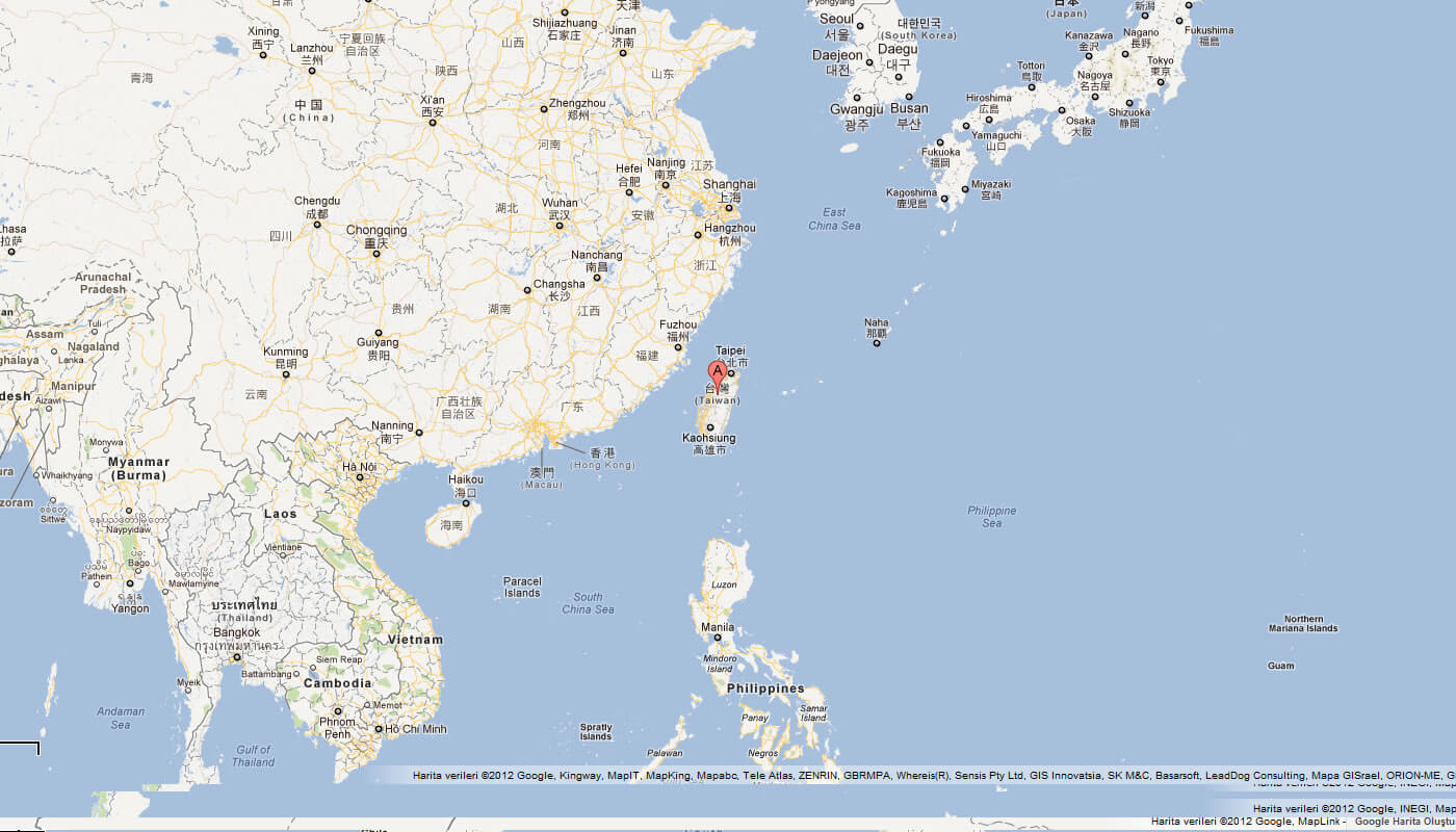map of taiwan china